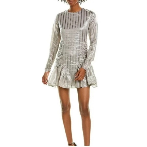 NWT ATOIR Walk Me Home  Cocktail Mini Dress Metallic Silver - Picture 1 of 16